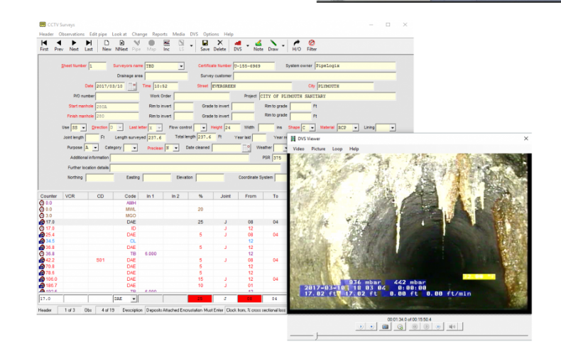 CCTV Surveys interface