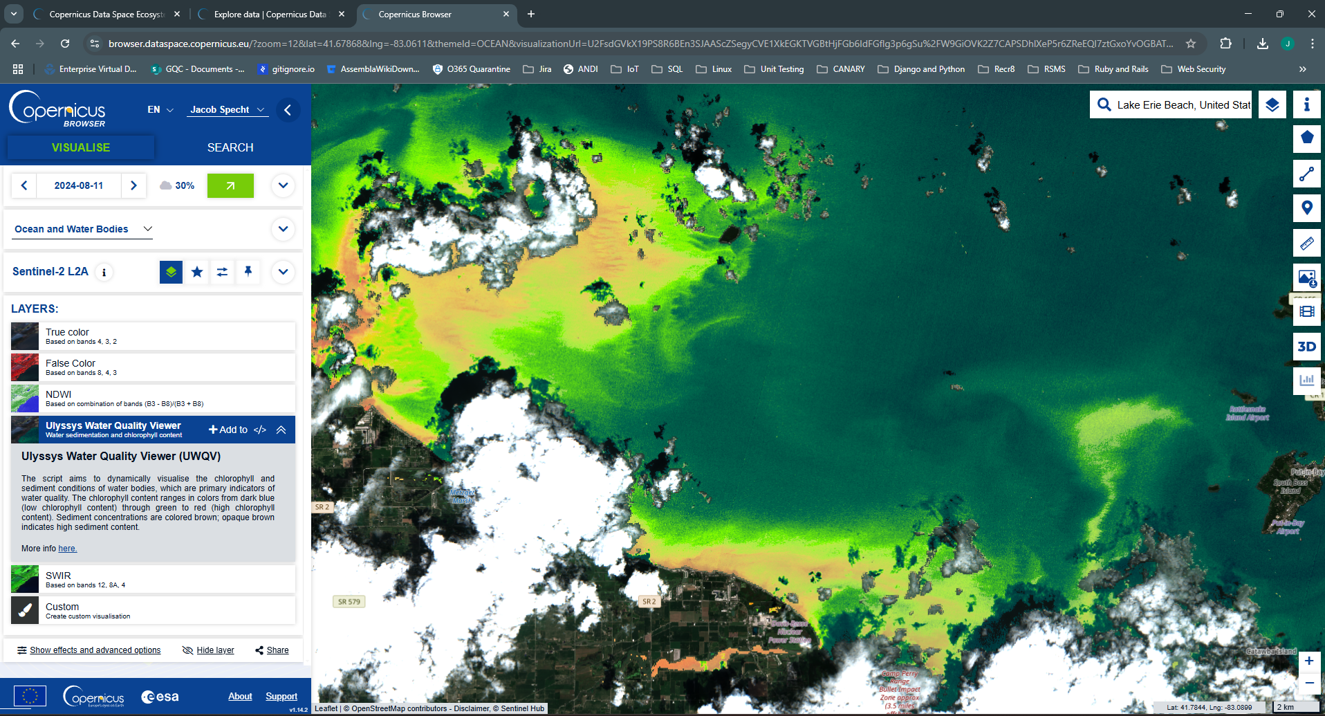 Ulyssys Water Quality Viewer in Lake Erie