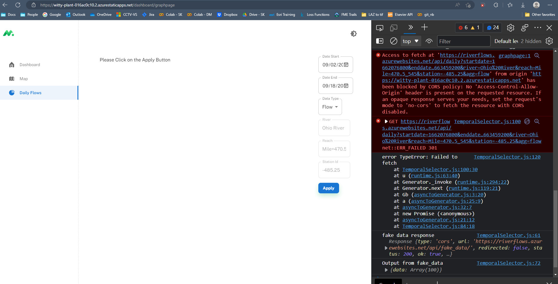 Cors error while querying DB