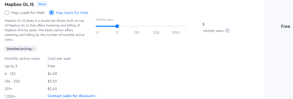 Mapbox GL Pricing by Seat (user)
