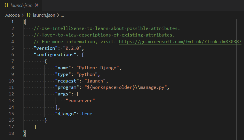 launch.json - django