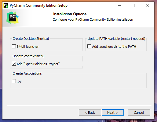 pycharm-install-options
