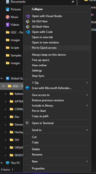 Pin to Quick access